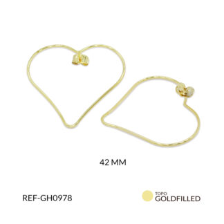 Herraje para arete en goldfilled corazón 42mm / x par / Ref-GH0978 / Ref-GH0978