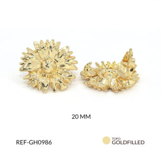 Herraje para arete en goldfilled flor 20mm x par