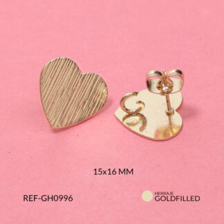 Herraje goldfilled para arete corazón 15x16mm x par
