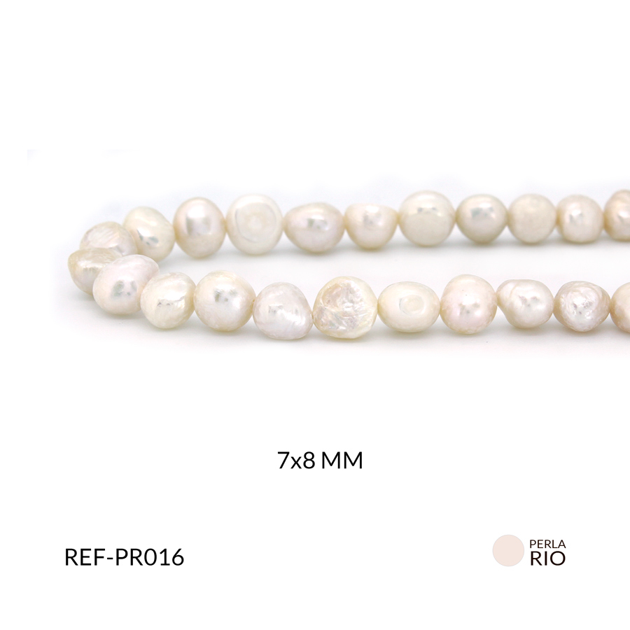 Perla de rio deforme 7 x 8 mm / x sarta / Ref-PR016