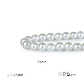 Perla shell 6mm color blanco x sarta