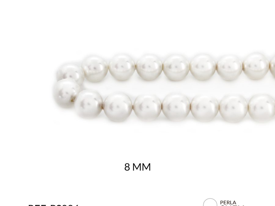 Perla shell blanca 8mm x sarta