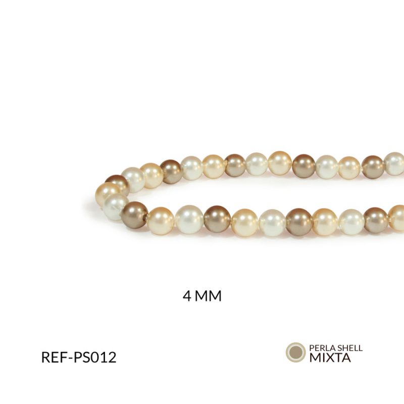 Perla shell mixta tonos tierra 4mm x sarta