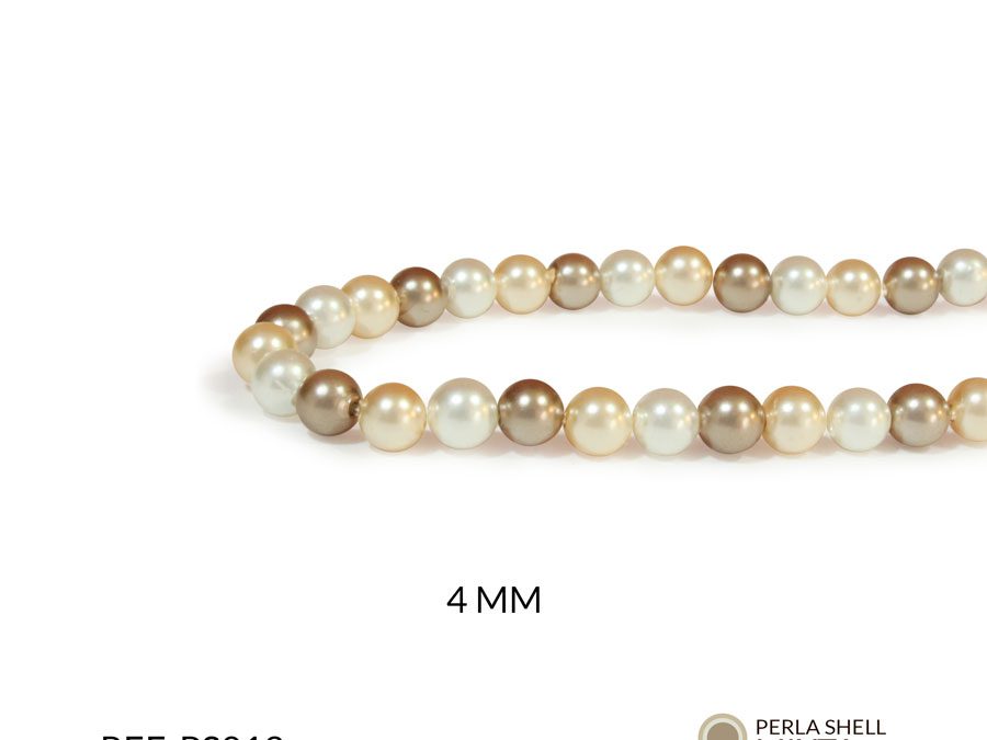 Perla shell mixta tonos tierra 4mm x sarta