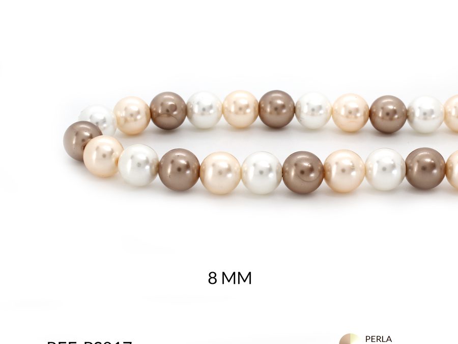 Perla shell mixta tonos tierra 8 mm x sarta