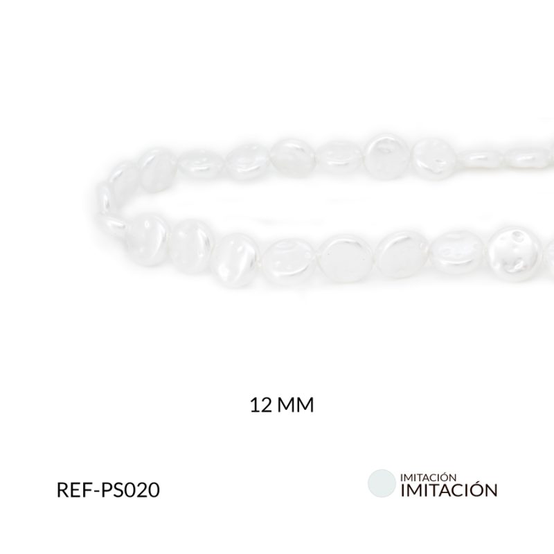 Imitación perla shell Blanca 12 mm / x sarta / Ref-PS020
