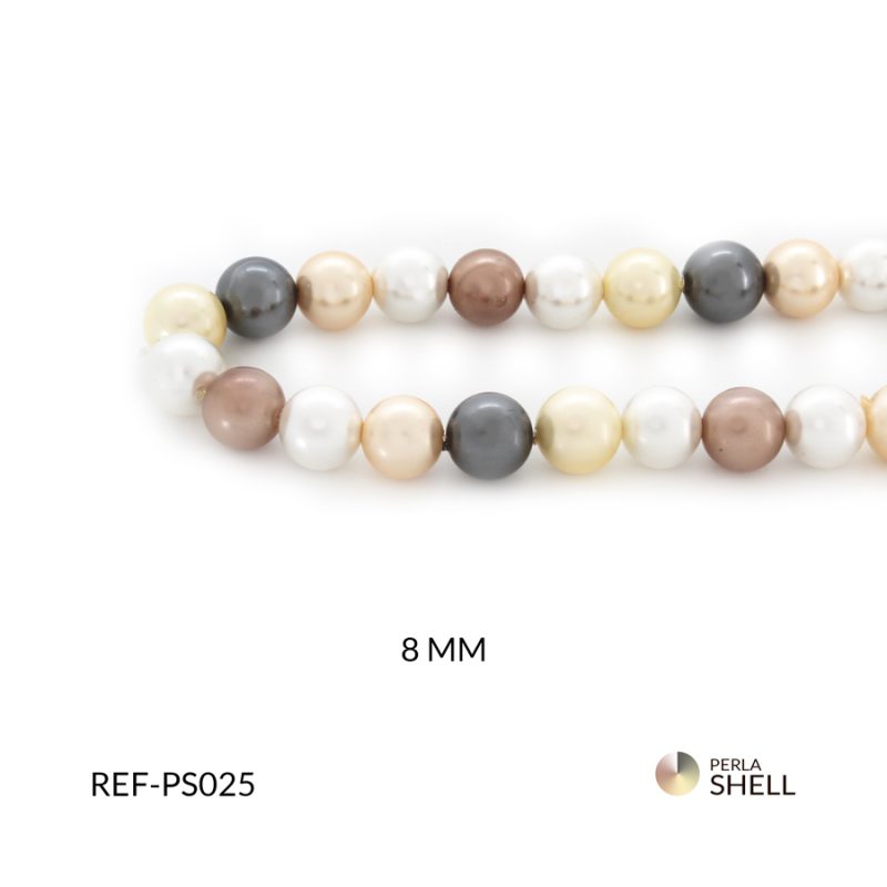 Perla shell mixta 8 mm mixto / x sarta / Ref-PS025