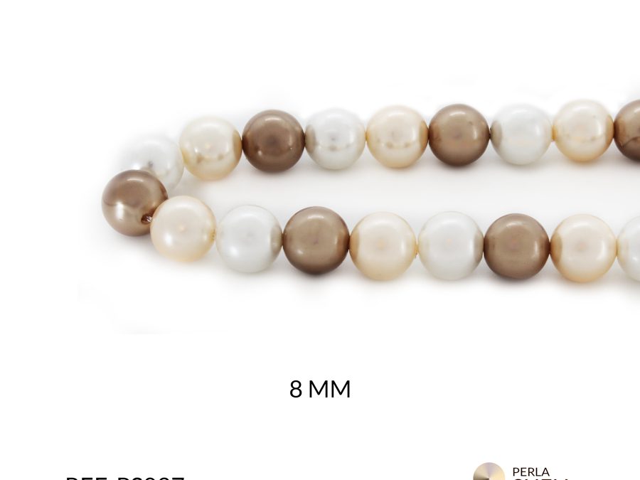 Perla shell mixta 8mm tonos tierra x sarta