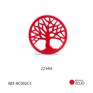 Centro pulsera resina árbol de la vida rojo 22mm x unidad