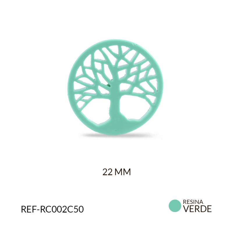 Centro pulsera resina árbol de la vida verde A  22mm / x unidad / Ref-RC002C50 / Ref-RC002C50