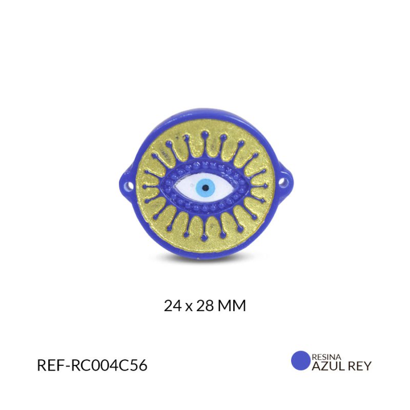 CENTRO PULSERA RESINA OJO TURCO AZUL REY 25x28 MM / X UND / Ref-RC004C56