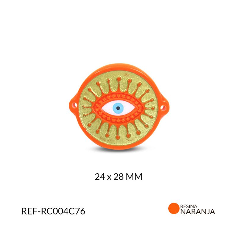 CENTRO PULSERA RESINA OJO TURCO NARANJA O. 24x28 MM / X UND / Ref-RC004C76