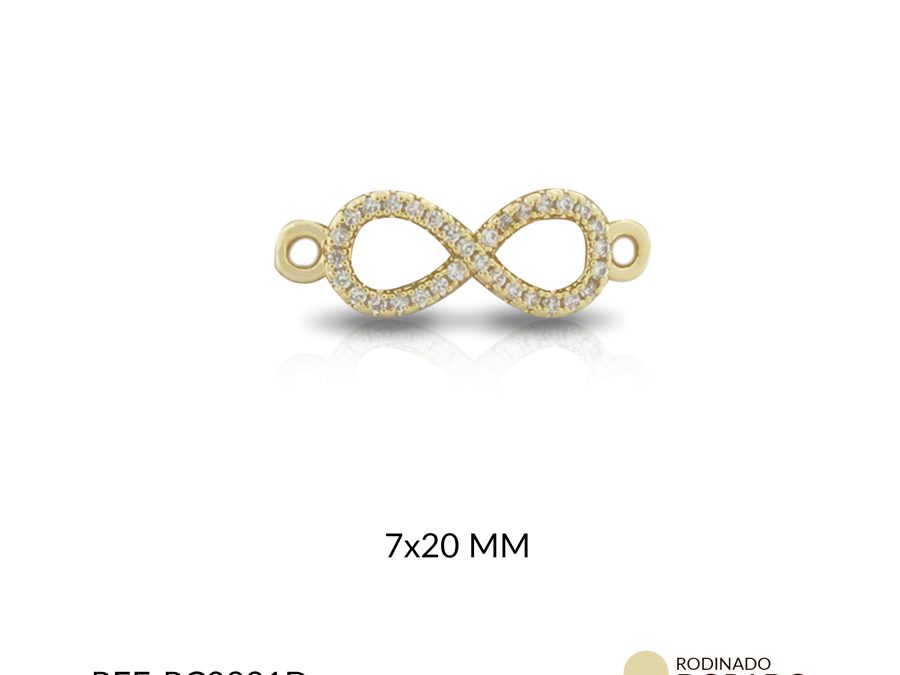 CENTRO PULSERA RODINADO INFINITO 7X20 MM / x UND / Ref-RC0331D