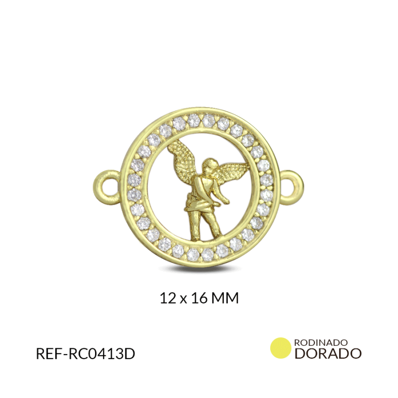 CENTRO PULSERA RODINADO CIRCULO SAN MIGUEL 12X16 MM / x UND / Ref-rc0413d