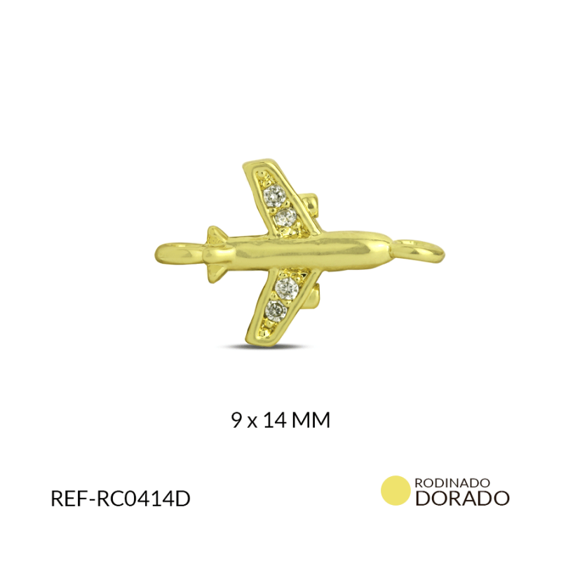 CENTRO PULSERA RODINADO AVION MINI 9X14MM / x UND / Ref-rc0414d