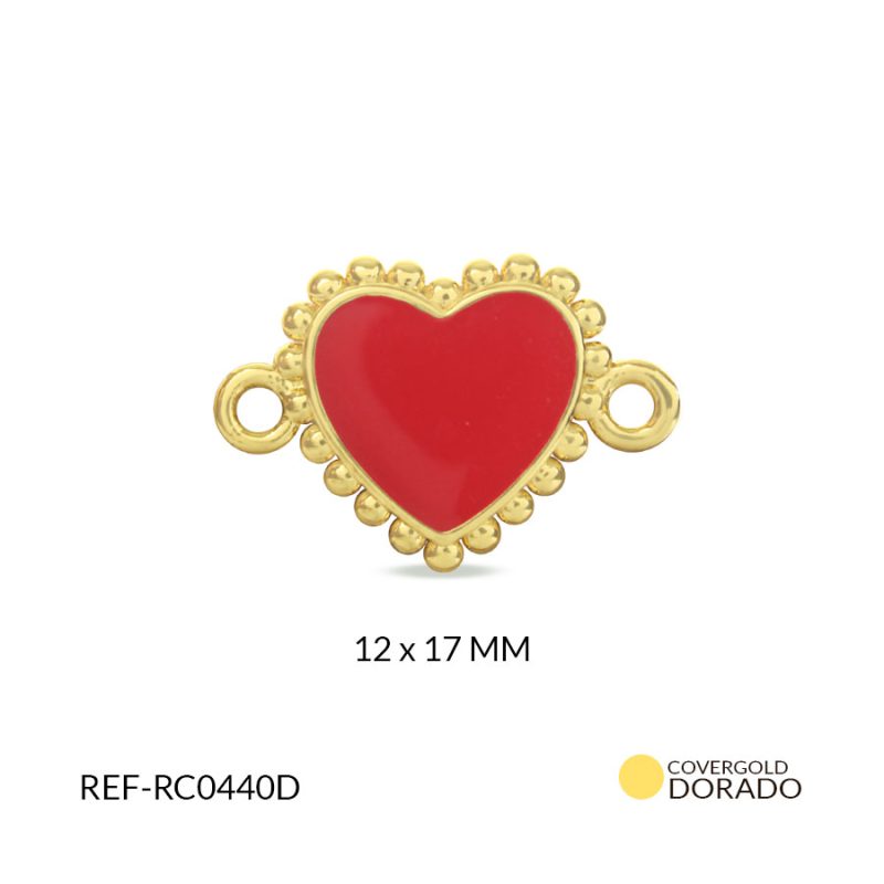 CENTRO PULSERA COVERGOLD CORAZON RESINA ROJA 12x17 MM / x UND / Ref-RC0440D