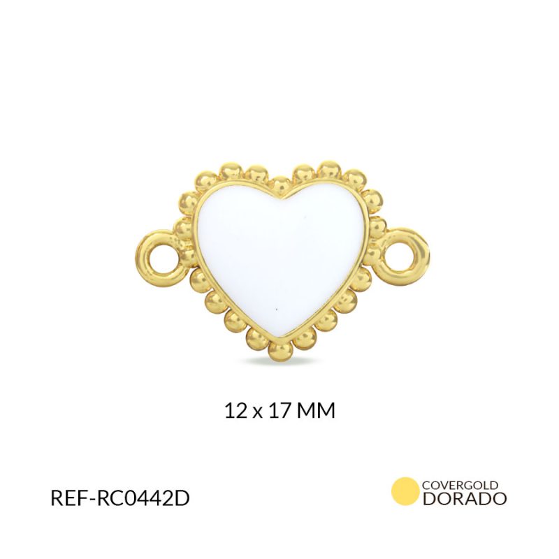 CENTRO PULSERA COVERGOLD CORAZON RESINA BLANCA 12x17 MM / x UND / Ref-RC0442D
