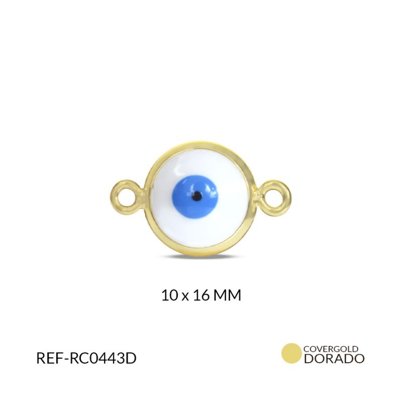CENTRO PULSERA COVERGOLD OJO TURCO BLANCO 10x16 MM / x UND / Ref-RC0443D