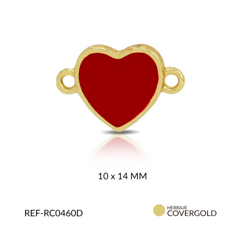 Centro pulsera covergold corazón resina roja 10x14mm / x unidad / Ref-RC0460D