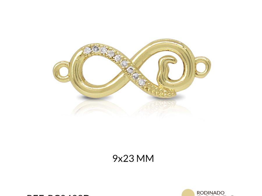 Centro pulsera rodinado infinito circon plateado 9 x 23 mm color dorado / x und / Ref-RC0493D