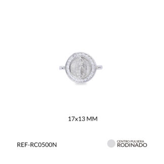 Centro pulsera rodinado virgen guadalupe circón plateado