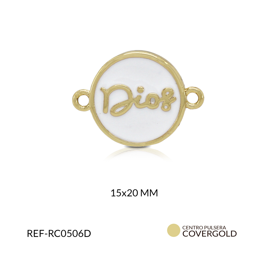 Centro pulsera covergold circulo Dios resina blanca 15 x 20 mm / x unidad / Ref-RC0506D