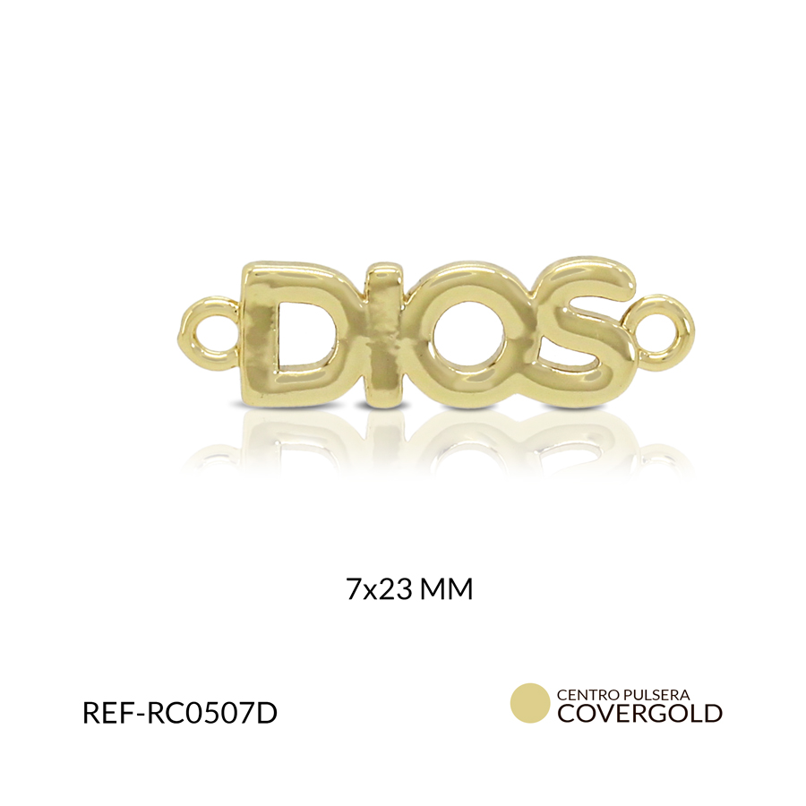 Centro pulsera covergold frase Dios 7 x 23 mm / x unidad / Ref-RC0507D