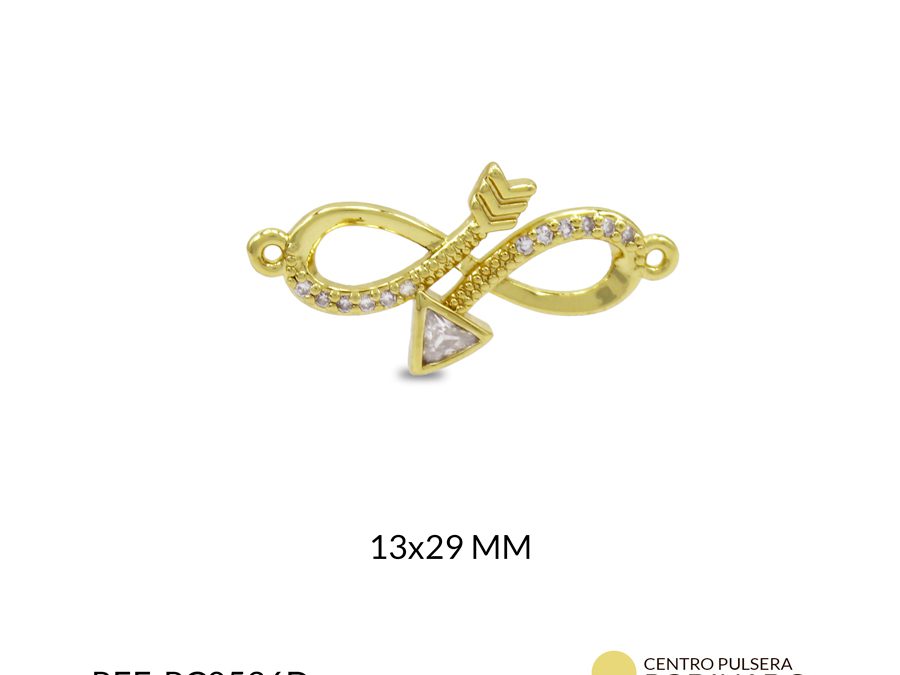 Centro pulsera rodinado infinito flecha 13 x 29 mm / x und / Ref-RC0536D