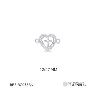 Centro pulsera rodinado corazón cruz