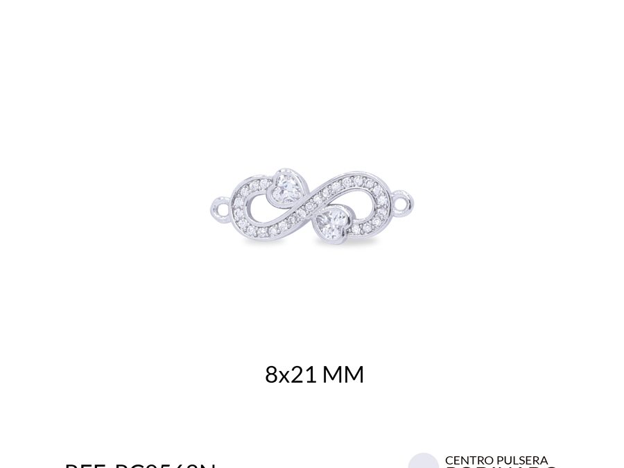 Centro pulsera rodinado infinito corazón