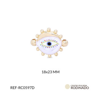 Centro pulsera rodinado ojo pestaña colores 10 puntos