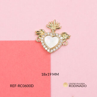 Centro pulsera rodinado corazón con alas