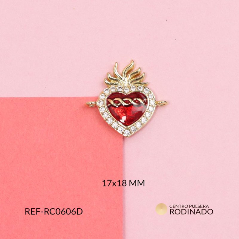 Centro pulsera rodinado sagrado corazón llamas