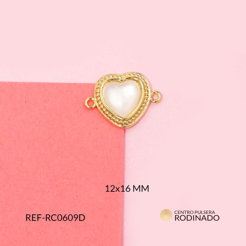 Centro pulsera rodinado corazón con perla