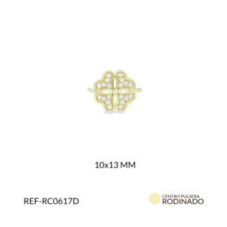 Centro pulsera rodinado trébol circón plateado