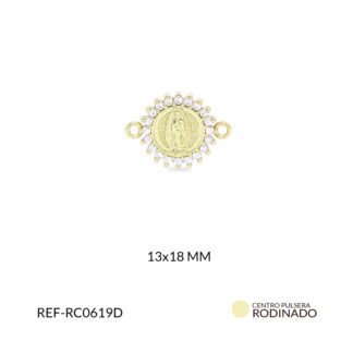 Centro pulsera rodinado virgen de guadalupe circón plateado