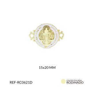 Centro pulsera rodinado san benito resina blanca
