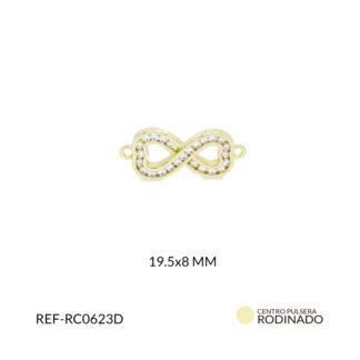 Centro pulsera rodinado infinito circón plateado