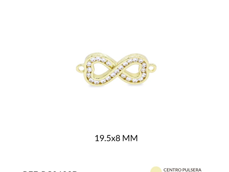 Centro pulsera rodinado infinito circón plateado