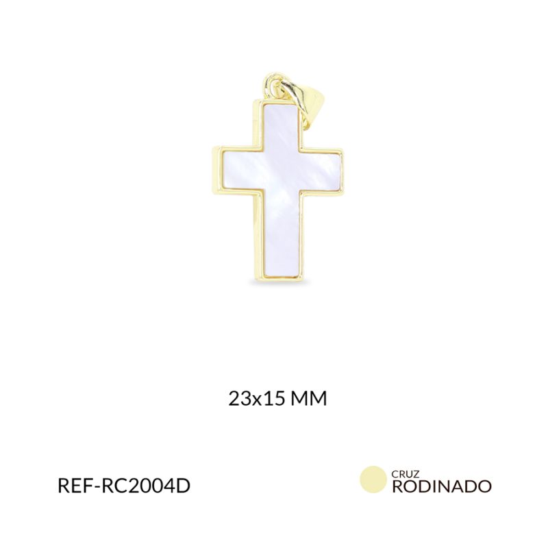 Cruz rodinado con nácar 23x15mm x und