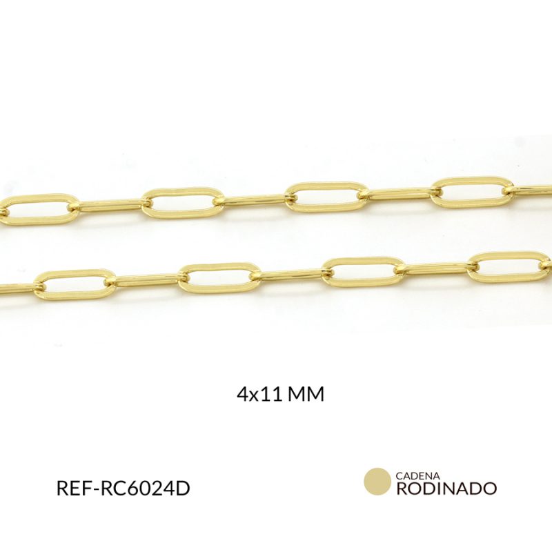 Cadena rodinada eslabon ovalada plano 4 x 11 mm color dorada / x 50 cm / Ref-RC6024D - Imagen 2
