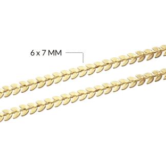 Cadena covergold hoja 6x7mm x 50cm