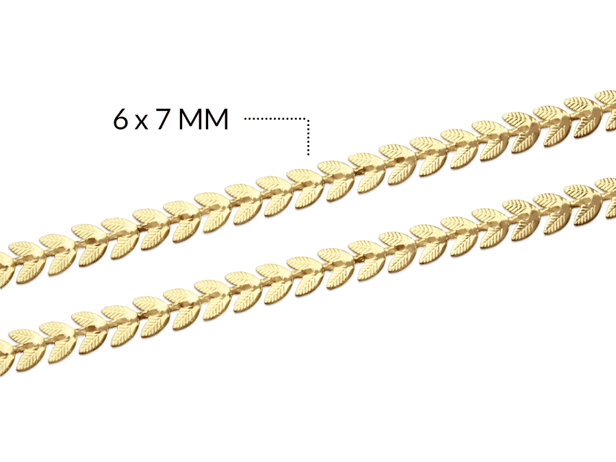 Cadena dorada covergold hoja 6 x 7 mm / x 50 centimetros / REF-RC6046D