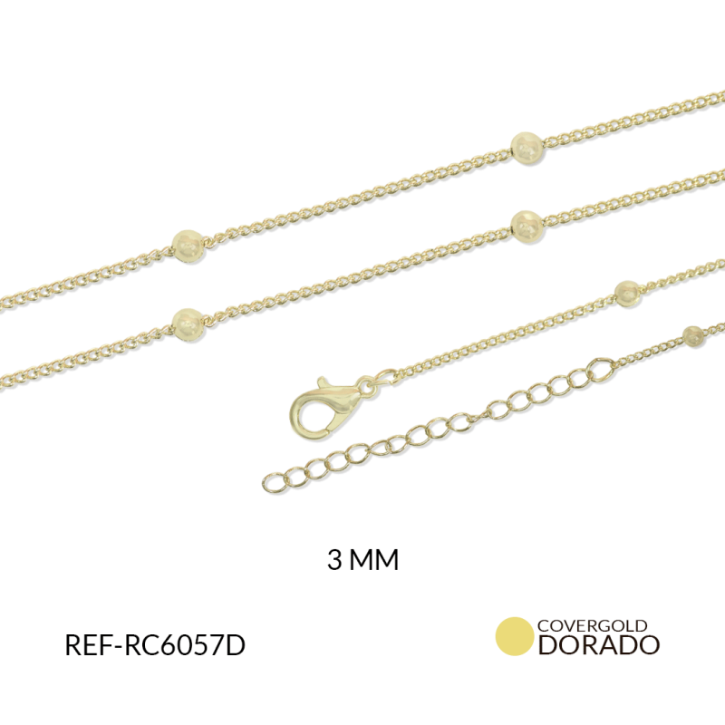 CADENA COVERGOL TERMINADA TEJIDO ESCALERA + BALIN 3MM/ x UND / REF-RC6057D