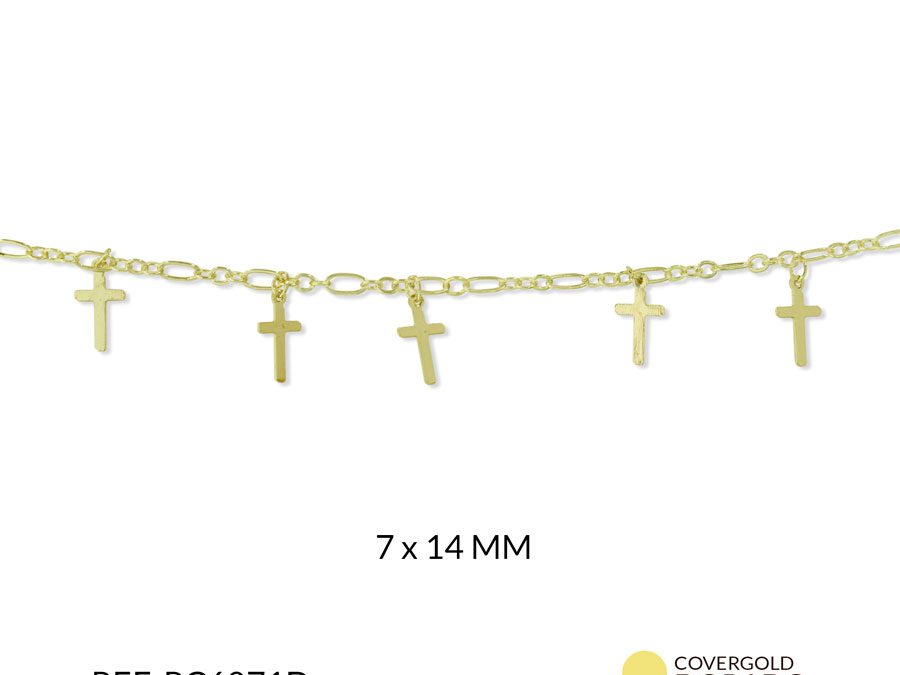 Cadena Covergold ovalada + Cruz 7 x 14 mm / x 50 centrimetros / Ref-RC6071D