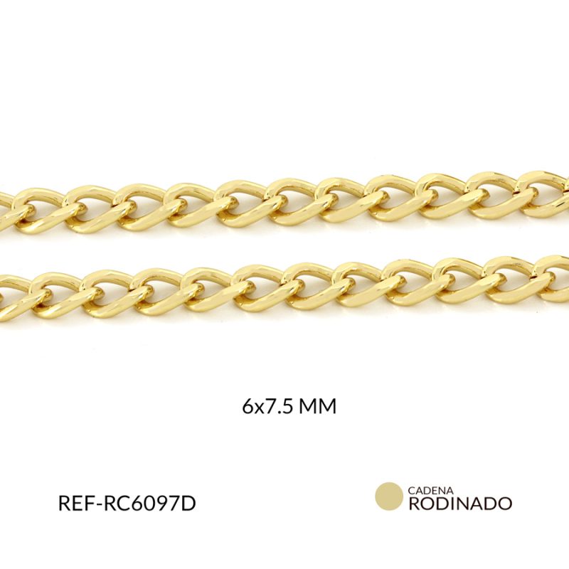 Cadena covergold eslabon cartier 6 x 7.5 mm color dorado / x 50 centimetros / Ref-RC6097D