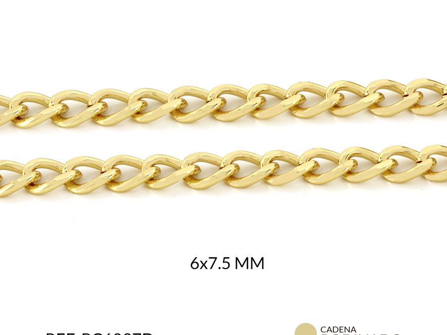Cadena covergold eslabon cartier 6 x 7.5 mm color dorado / x 50 centimetros / Ref-RC6097D