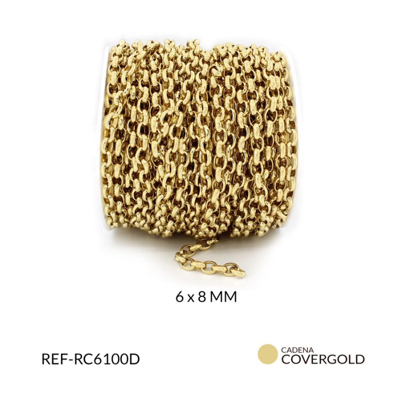 Cadena covergold eslabón ovalado liso 6x8mm x 50 cm