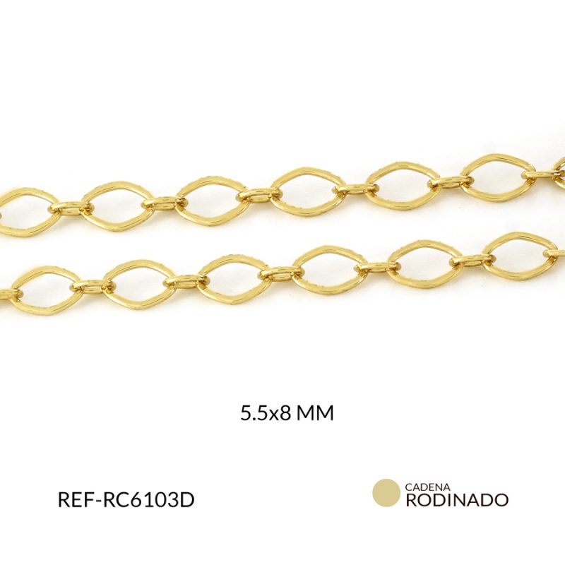 Cadena Covergold eslabón rombo 5.5 x 8 mm color dorado / x metro / Ref-RC6103D - Imagen 2