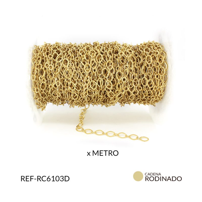 Cadena Covergold eslabón rombo 5.5 x 8 mm color dorado / x metro / Ref-RC6103D